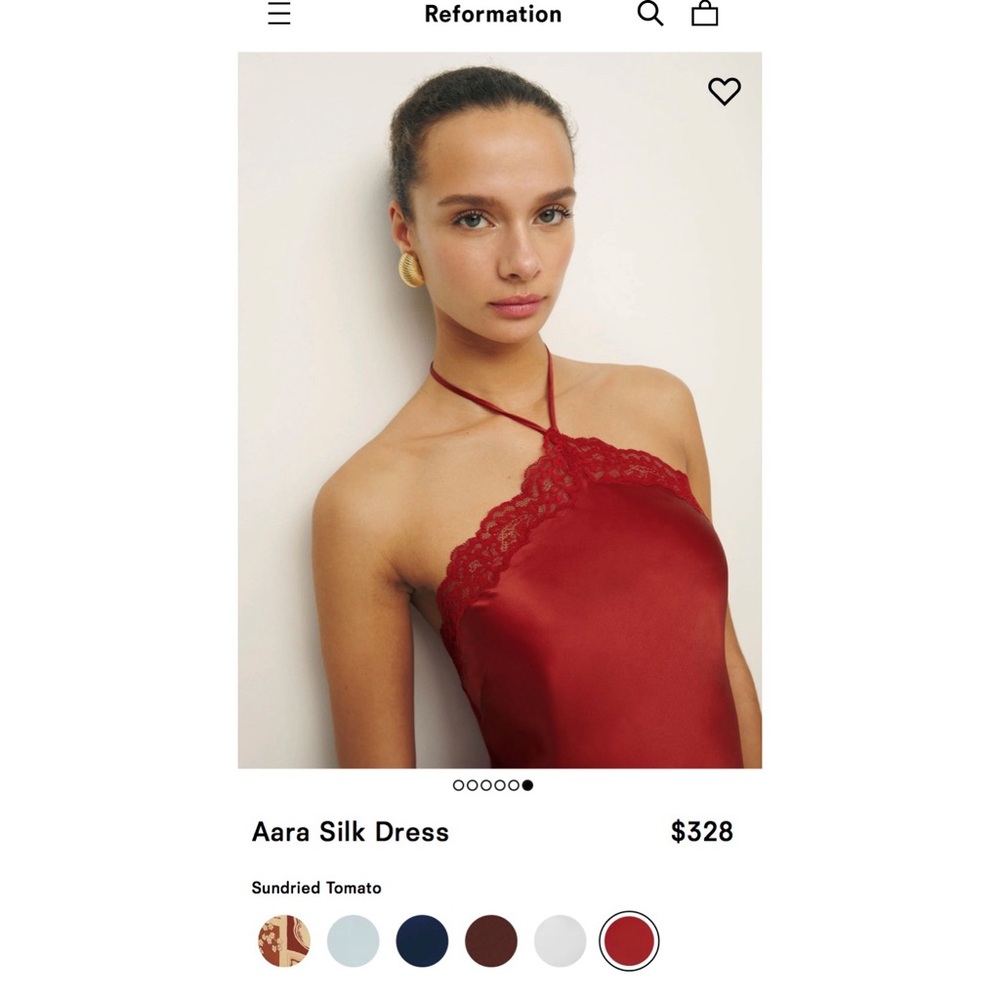 Reformation Aara Silk Dress in Sundried Tomato - Picture 3 of 11